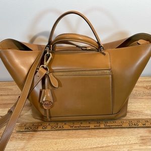 New • Boldrini Selleria • Cognac Vacchetta Leather Travel Bag Crossbody ITALY